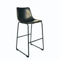 Modern Grey PU Leather Scoop Back Bar Stool with Black Steel Base