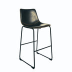 Modern Grey PU Leather Scoop Back Bar Stool with Black Steel Base