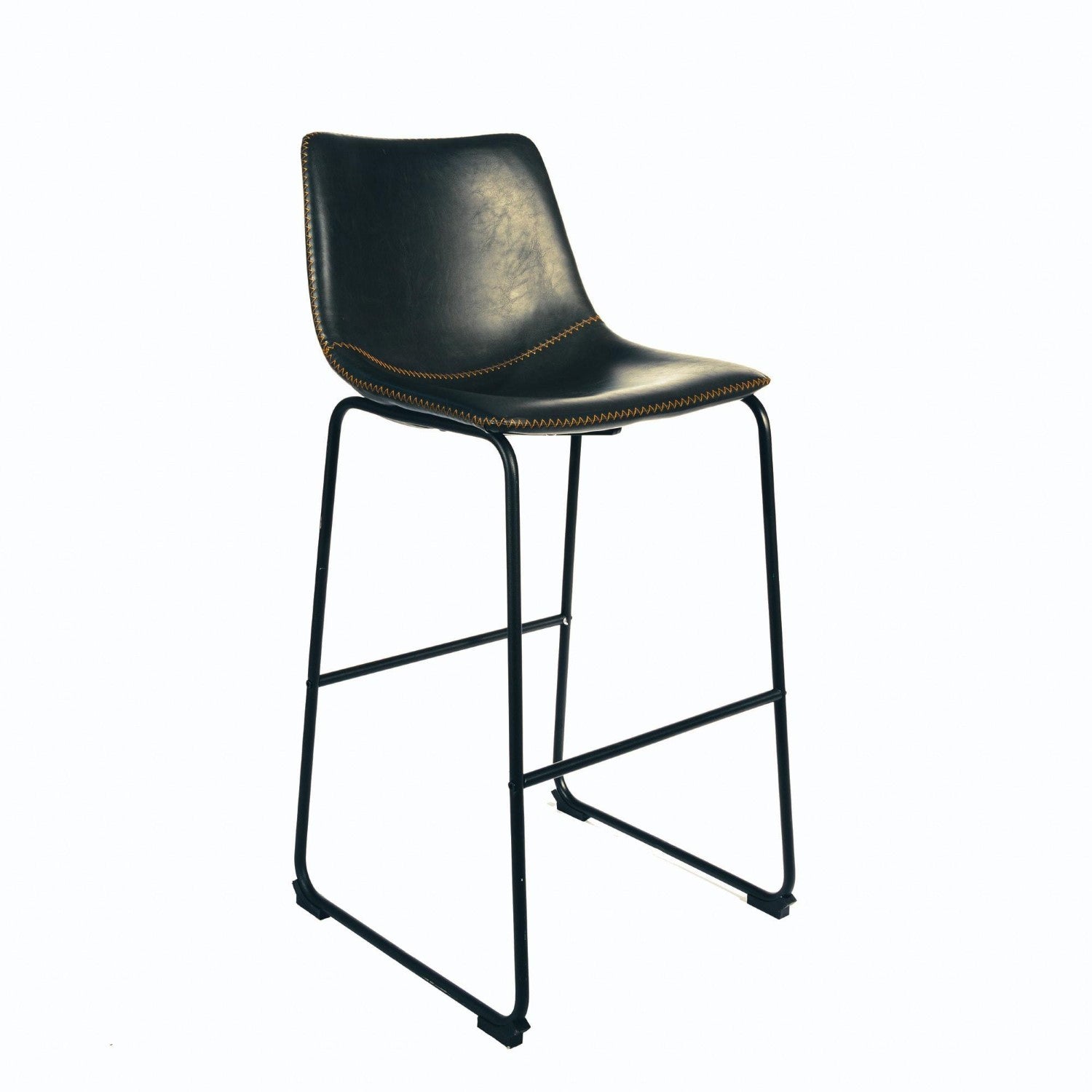 Modern Grey PU Leather Scoop Back Bar Stool with Black Steel Base