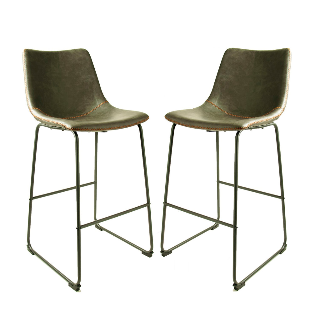 Modern Grey PU Leather Scoop Back Bar Stool with Black Steel Base - Home Furniture Interiors