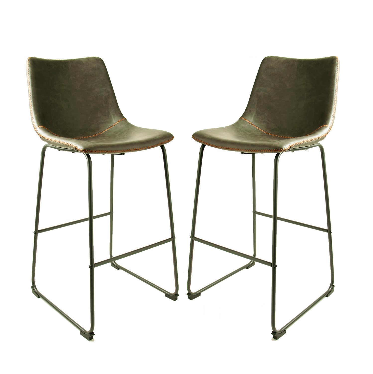 Modern Grey PU Leather Scoop Back Bar Stool with Black Steel Base - Home Furniture Interiors