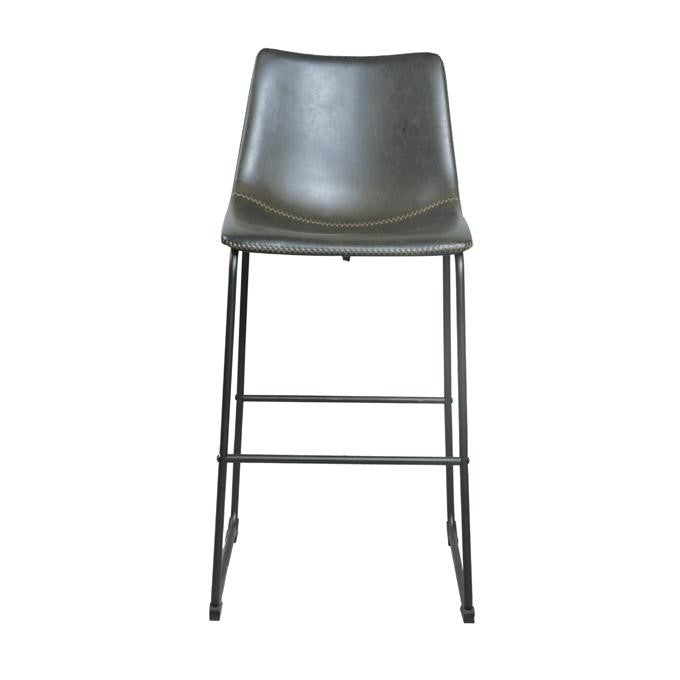 Modern Grey PU Leather Scoop Back Bar Stool with Black Steel Base - Home Furniture Interiors