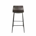Modern Grey Vegan Leather Bar Stool with Curved Seat and Black Steel Frame - Home Furniture Interiors