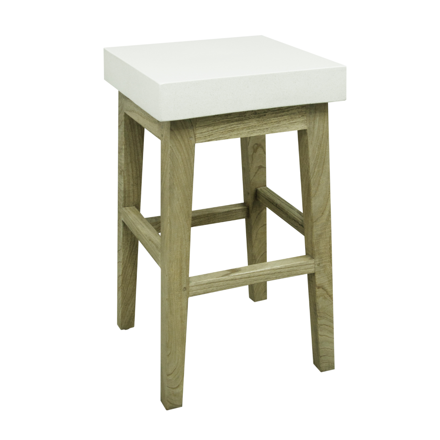 Modern Square Natural and White Polymer Concrete Seat Counter Stool