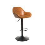 Contemporary Tan PU Leather Gas Lift Swivel Barstool with Steel Base