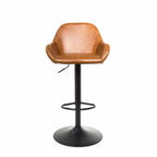 Contemporary Tan PU Leather Gas Lift Swivel Barstool with Steel Base - Home Furniture Interiors