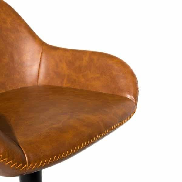 Contemporary Tan PU Leather Gas Lift Swivel Barstool with Steel Base - Home Furniture Interiors