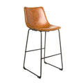 Modern Tan PU Leather Scoop Back Bar Stool with Dark Steel Legs