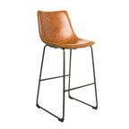 Modern Tan PU Leather Scoop Back Bar Stool with Dark Steel Legs