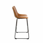 Modern Tan PU Leather Scoop Back Bar Stool with Dark Steel Legs - Home Furniture Interiors