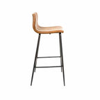 Modern Tan Vegan Leather Bar Stool with Curved Seat and Black Steel Frame - Home Furniture Interiors