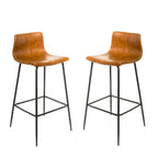 Modern Tan Vegan Leather Bar Stool with Curved Seat and Black Steel Frame - Home Furniture Interiors