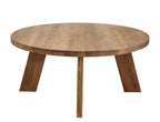 Natural Teak Round Coffee Table with Chunky Angled Legs - Home Furniture Interiors