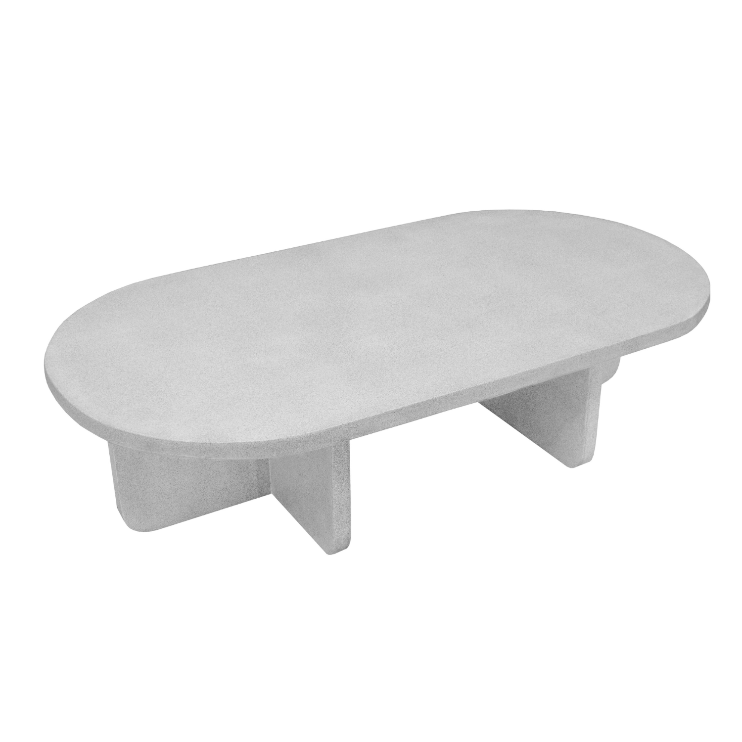 Oval Polymer Concrete Coffee Table in Grey Finish - Home Furniture Interiors