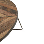 Rustic Large Round Boatwood Coffee Table with Metal Base - Home Furniture Interiors
