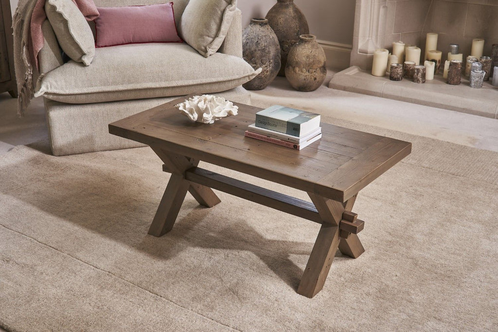 Rustic Solid Pine Rectangular Coffee Table in Natural Finish