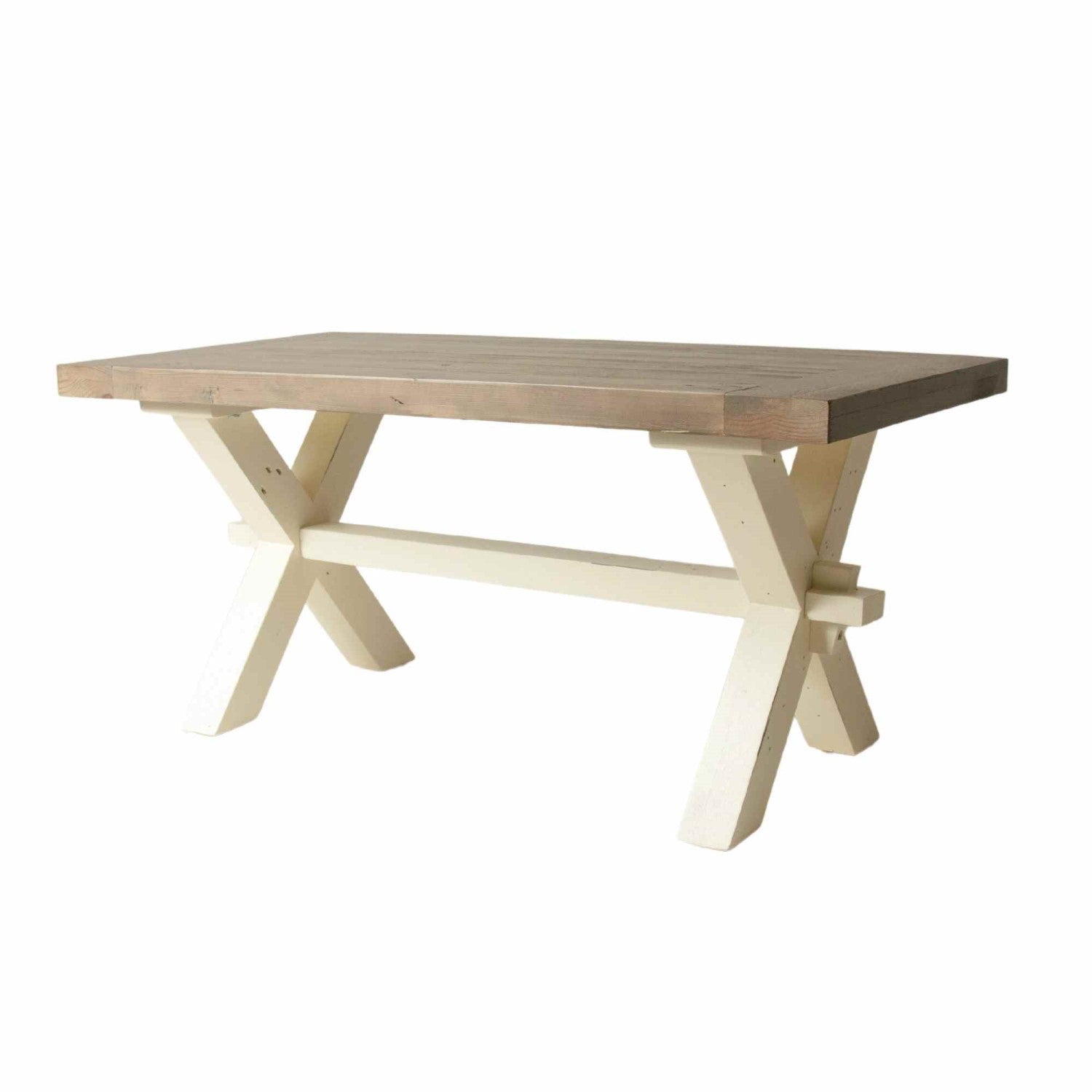 Rustic Solid Pine Two Tone Natural and White Rectangular Coffee Table - Home Furniture Interiors