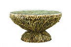 Rustic Style Driftwood Round Glass Top Coffee Table