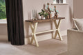 Farmhouse Two Tone Pine Rectangular Console Table with White Painted Base
