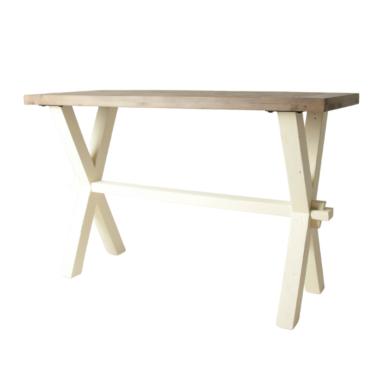 Farmhouse Two Tone Pine Rectangular Console Table with White Painted Base - Home Furniture Interiors