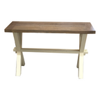 Farmhouse Two Tone Pine Rectangular Console Table with White Painted Base - Home Furniture Interiors