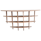 Modern Teak Wood Wall Console Table with Multi Cubed Display Shelves - Home Furniture Interiors