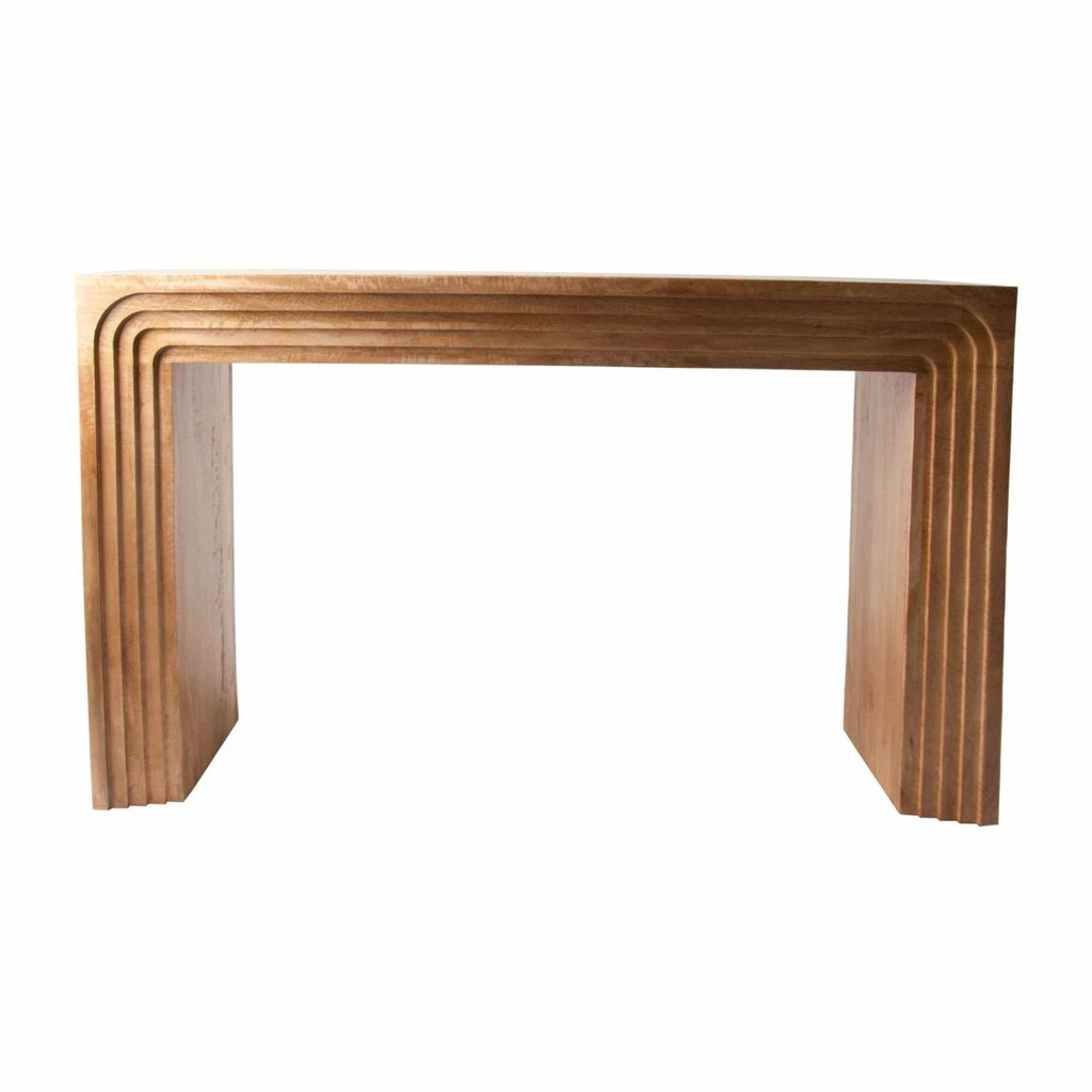 Natural Mango Wood Console Table with Layered Edge Detailing