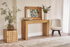 Natural Mango Wood Console Table with Layered Edge Detailing - Home Furniture Interiors