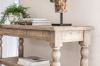 Rustic Reclaimed Wood Console Table with Turned Legs and Lower Shelf - Home Furniture Interiors