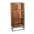 Industrial Dark Grey Glass Front 2 Door Display Cabinet with 2 Shelves - Home Furniture Interiors