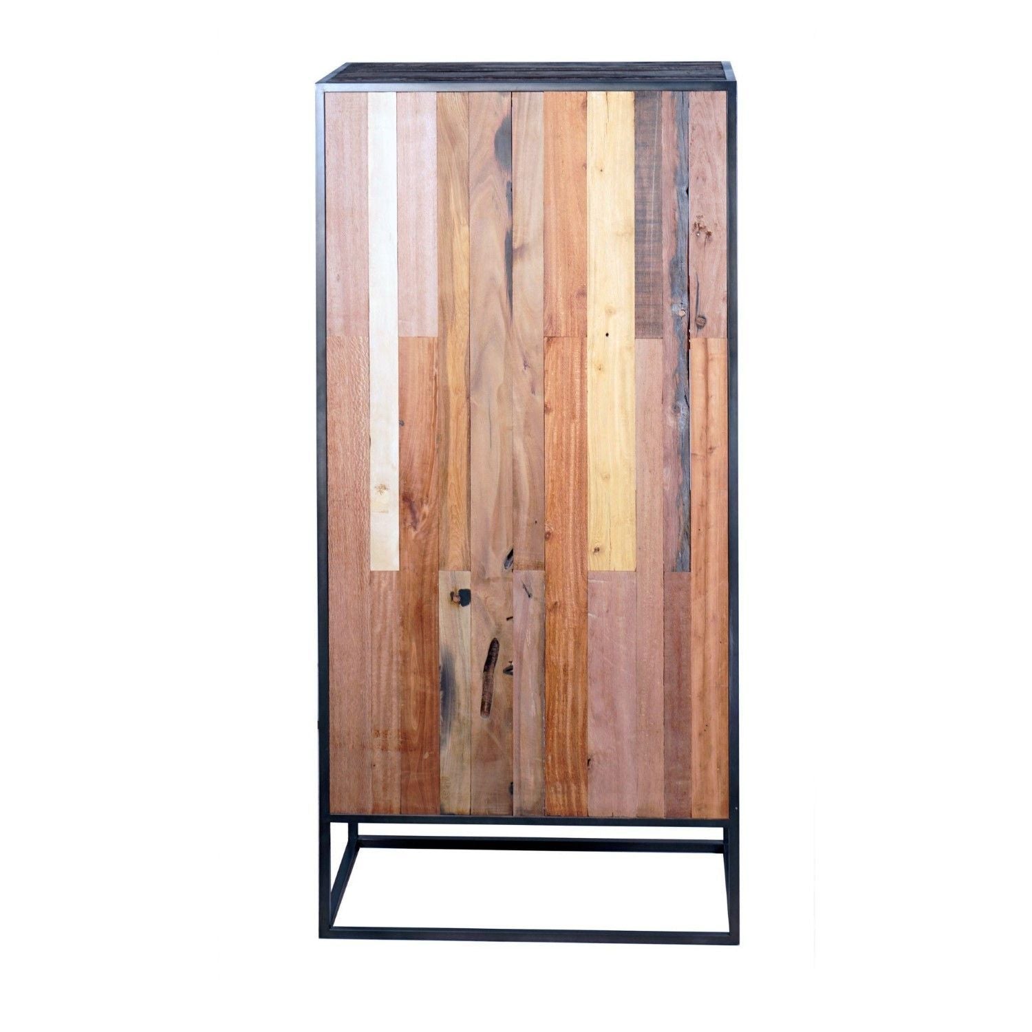Industrial Dark Grey Glass Front 2 Door Display Cabinet with 2 Shelves - Home Furniture Interiors