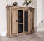 Traditional Solid Oak Large 2 Rattan Front Door Storage Cabinet - Home Furniture Interiors