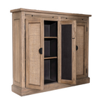 Traditional Solid Oak Large 2 Rattan Front Door Storage Cabinet - Home Furniture Interiors