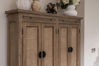 Traditional Solid Oak Large 2 Rattan Front Door Storage Cabinet - Home Furniture Interiors