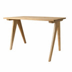 Artisan Rectangular Teak Wood Desk with Sculpted Angular Legs