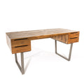 Industrial Grey Mango Wood Home Office Desk with 4 Drawers