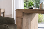 Rustic Oak Rattan Home Office 2 Drawer Oval Desk - Home Furniture Interiors