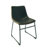Industrial Grey Vegan Leather Scoop Seat Dining Chair with Steel Base