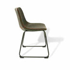 Industrial Grey Vegan Leather Scoop Seat Dining Chair with Steel Base - Home Furniture Interiors