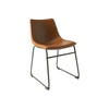 Industrial Tan Vegan Leather Scoop Seat Dining Chair with Steel Base