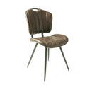 Modern Brown PU Leather Upholstered Dining Chair with Grey Steel Legs