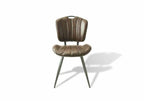 Modern Brown PU Leather Upholstered Dining Chair with Grey Steel Legs - Home Furniture Interiors