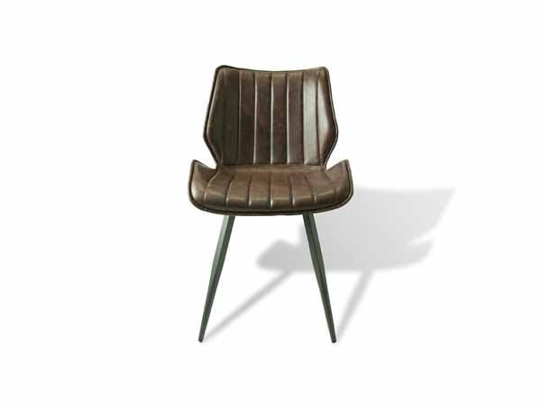 Contemporary Brown Vegan Leather Dining Chair with Steel Legs - Home Furniture Interiors