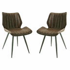 Contemporary Brown Vegan Leather Dining Chair with Steel Legs - Home Furniture Interiors