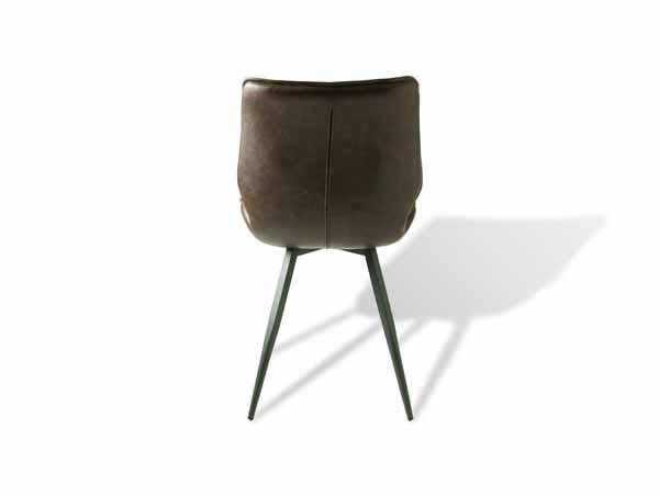 Contemporary Brown Vegan Leather Dining Chair with Steel Legs - Home Furniture Interiors
