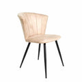Modern Moleskin Oyster Upholstered Dining Chair with Curved Backrest