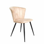 Modern Moleskin Oyster Upholstered Dining Chair with Curved Backrest