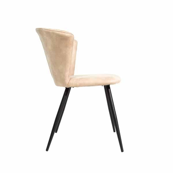 Modern Moleskin Oyster Upholstered Dining Chair with Curved Backrest - Home Furniture Interiors