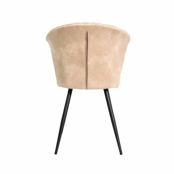 Modern Moleskin Oyster Upholstered Dining Chair with Curved Backrest - Home Furniture Interiors