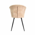 Modern Moleskin Oyster Upholstered Dining Chair with Curved Backrest - Home Furniture Interiors